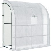 Outsunny Fólia Üvegház Paradicsom Üvegház Hálós Ablakkal, Rolós Ajtós Üvegház, Szaporító Ház UV Védelmükkel, Fehér, 200 x 100 x 215 cm | Aosom