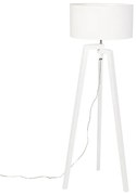 Állólámpa állvány fehér fa fehér árnyékolóval 50 cm - Puros