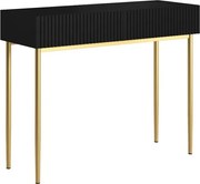 Nicole fésülködőasztal 100 cm fiókokkal - matt fekete / arany lábak