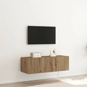 TV faliszekrény LED világítással, Kézműves tölgy 100x35x31 cm