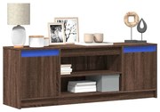barna tölgy színű szerelt fa LED-es TV-szekrény 139,5x34x50 cm
