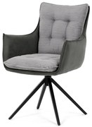 Luxus Étkezőszék, szürke szövetkárpit, 360°-ban forgó mechanizmus, fekete fém