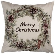 Karácsonyi párnahuzat 45x45 cm Merry Christmas koszorúval