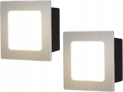 Letlit 2 db-os Led lépcsőlámpa szett 3W 300lm 3000K IP65 nikkel 85x85mm