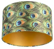 Bársony lámpabúra páva mintával 35/35/20 arany belsővel