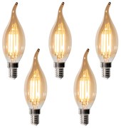Set van 5 E14 dimbare LED lampen BXS35 goud 4W 450 lm 2200K