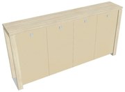 Verno+ S közepes gardrób 260 x 46 x 130 cm, üvegajtó, akác / vanília