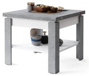 LIA szürke beton/fehér kihúzható konferencia/étkezőasztal polccal