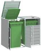 szürke acél kerekes szemetes tároló dupla tárolókhoz 138 x 79 x 117 cm