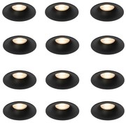 12 db-os süllyesztett spotlámpa szett fekete GU10 50 mm - Gijs