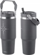 Termo Bögre Szívószállal Nagy termosz Kulacs Rozsdamentes 890ml Szürke Iránytű