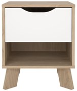 Fehér-natúr színű éjjeliszekrény Ikast – Tvilum