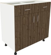 Benita 2 fiókos 2 ajtós Alsó konyhaszekrény Bronz Tölgy-Fehér 80x50x80 cm N