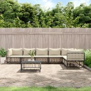 8 részes antracitszürke polyrattan kerti ülőgarnitúra párnákkal