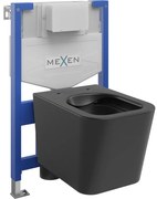 Mexen Fenix XS-F, süllyesztett modul és fali WC Teo, fekete matt, 6803385XX85