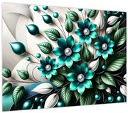 Kép - 3D türkiz virágok (70x50 cm)