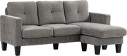 HOMCOM Sarokkanapé L-alakú Kanapé Poliészter Kárpitozással Reversibilis Fotelrésszel és 3 Párnával a Nappaliba 180 kg Terhelhetőséggel 186x130x84 cm B