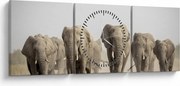 Kép - Elefántcsorda (órával) (90x30 cm)