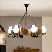 Brilagi - Csillár láncon QUEEN 6xE14/40W/230V bükkfa/dió