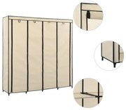 krémszínű ruhásszekrény 4 tárolórekesszel 175 x 45 x 170 cm