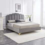 Bézs Bársony Ágykeret 160x200 GEMINI