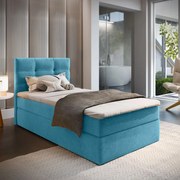 Kárpitozott boxspring ágy GLORIEN VELVET 90x200 cm kék Matrac: Bonell rugós matrac