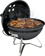 Outsunny hordozható kerek faszenes grill, fedéllel és állvánnyal, sütőrács, állítható szellőzők, erkélyre, piknikre, kempingezéshez, Ø41 x 44 cm, feke