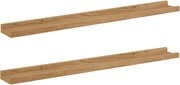 vidaXL Falpolc polcokkal tárolóval 2 pcs Barna 80 x 9 x 3 cm Faanyag