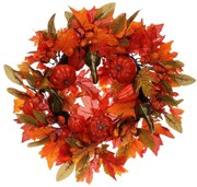 Nagy őszi koszorú színes műlevelekből, átmérő 58cm