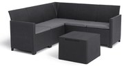 Claire 5 személyes kerti sarokgarnitúra párnatartós asztallal