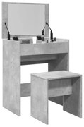betonszürke fésülködőasztal és ülőke 60 x 40 x 113,5 cm