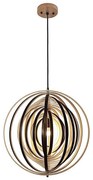 Fa függeszték zsinóron, 1xE27/60W/230V, átmérő 50 cm, tömör/furnér/kaucsukfa