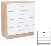 Miami komód 4 fiókos 80x92 cm fehér-sonoma tölgy