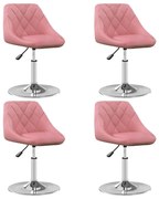 4 db rózsaszín bársony forgó étkezőszék
