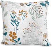 Fakéreg párnahuzat 50x60 fehér mézes zsályás türkiz nyári rét