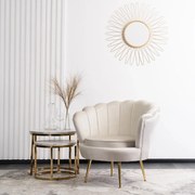 Elegáns Fotel Krém Bársony Kárpittal, Aranyszínű Lábakkal. ANGEL