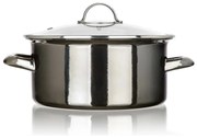 Bankett Zománcozott edény METALLIC Fekete 22 cm,3,7 5 l, fedővel, 22 cm