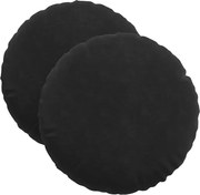 vidaXL Ülőpárnák 2 pcs Fekete Ø 40 x 13 cm Bársony
