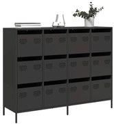 fekete hidegen hengerelt acél tálalószekrény 135x39x103,5 cm