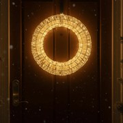 Karácsonyi függőlámpa koszorú ezüst 45cm LED-del IP44 - Nawa