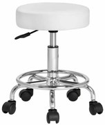 OXANA lábtartós görgős puff, Ø35cm, fehér Casaria