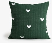 Goldea krepp párnahuzat - szívecskék, sötétzöld alapon 40 x 40 cm