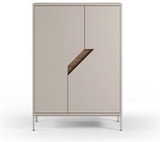 Krémszínű-natúr színű komód tölgyfa dekorral 85x120x40 cm Lilou – Marckeric