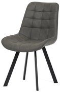 Étkezőszék, Szürke Színű Szövetkárpit, Szálcsiszolt Bőr Hatás, Fekete Fém Láb Belföldi Raktárról