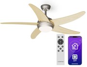 Klarstein Bolero 2 az 1-ben Smart, mennyezeti ventilátor, Ø 132 cm, fény 55 W, távirányító, vezérlés applikáción keresztül, 2 menetirány