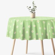 Goldea kör alakú teflonos terítő - százszorszépek zöldes alapon Ø 140 cm