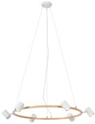 Modern függőlámpa fa mintázattal, fehér, 6 ágú - Jeana Circle