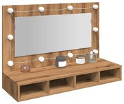 Artisan tölgyfa tükrös szekrény LED-del 90x31,5x62 cm