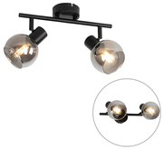 Art Deco mennyezeti lámpa fekete füstüveggel 2-lámpás - Vidro