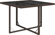 vidaXL barna polyrattan és üveg kerti asztal 109 x 107 x 74 cm